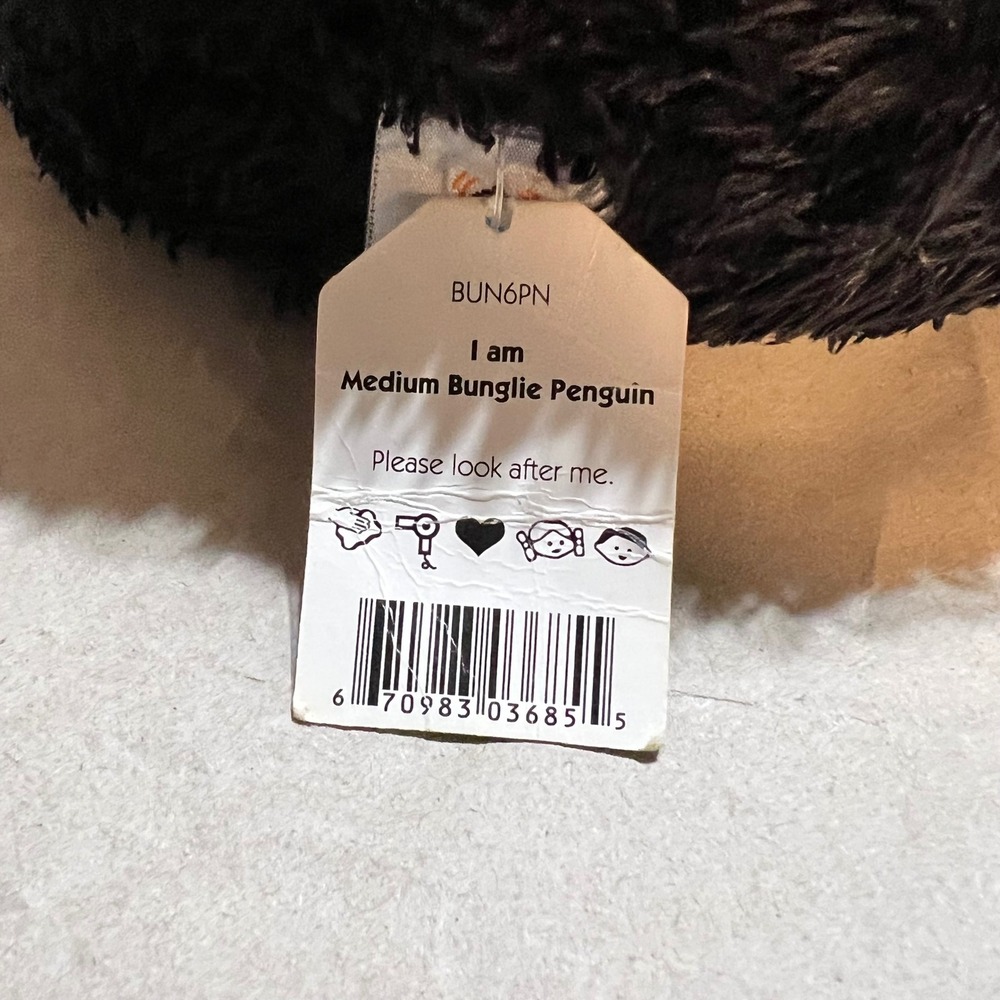 Jellycat Medium Bunglie‎ Penguin Black White Orange Plush Stuffed Animal BUN6PN - Picture 5 of 11